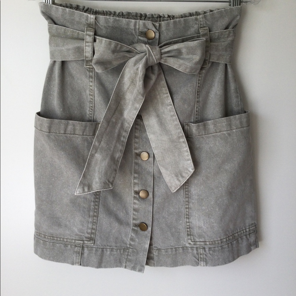 NWT Young Fabulous & Broke Kace Denim High Waist Paper Bag Skirt Sz S $110 - Picture 3 of 11